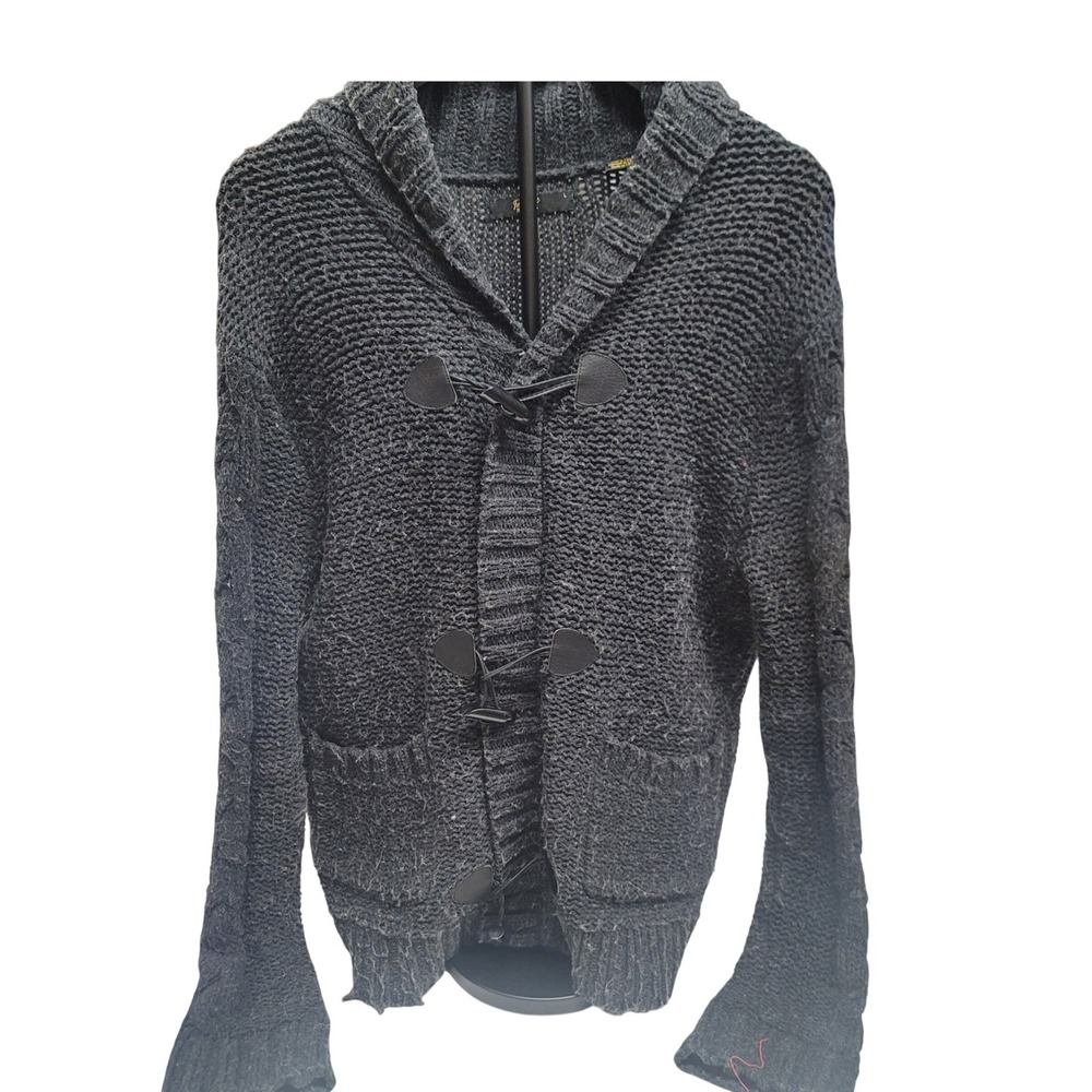 Penguin by Munsingwear Women Charcoal‎ Gray Knit Toggle Cardigan Sweater Size L